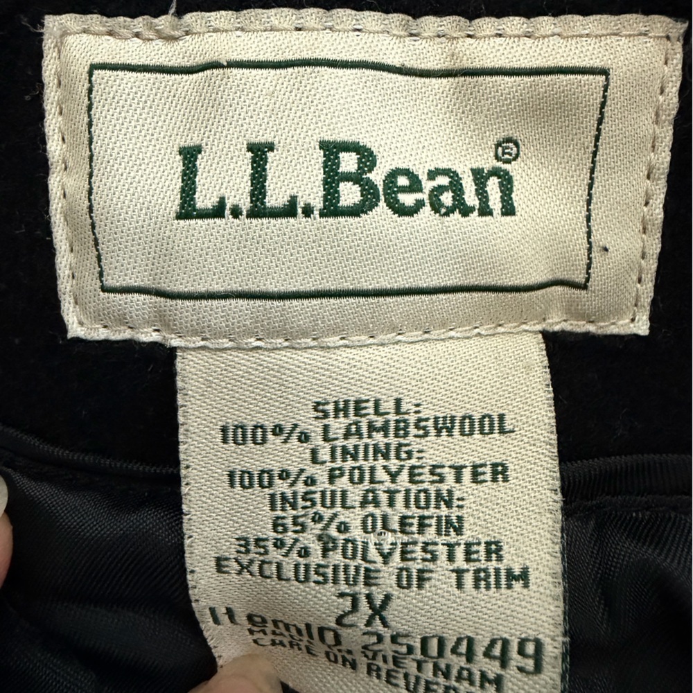 L.L. Bean 100% Lambswool Men Classic Black Peacoat Double breasted 2XL - Picture 2 of 10